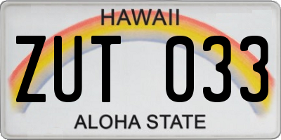 HI license plate ZUT033