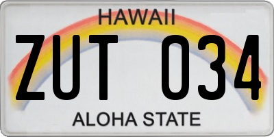 HI license plate ZUT034