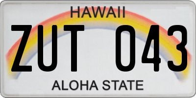 HI license plate ZUT043