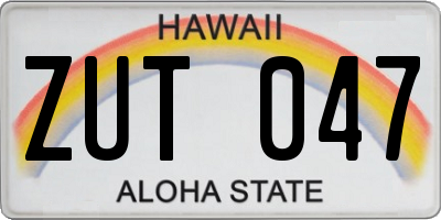 HI license plate ZUT047