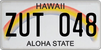 HI license plate ZUT048