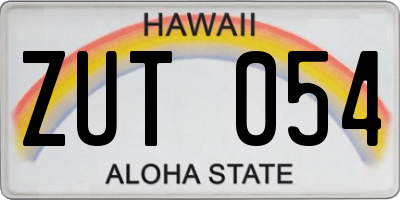 HI license plate ZUT054