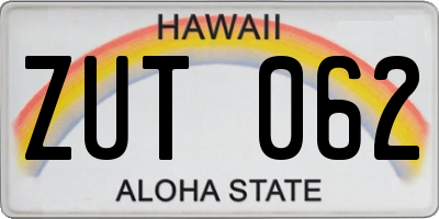 HI license plate ZUT062