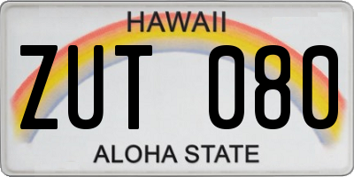 HI license plate ZUT080