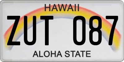 HI license plate ZUT087