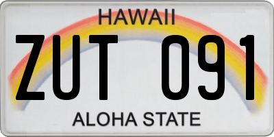 HI license plate ZUT091