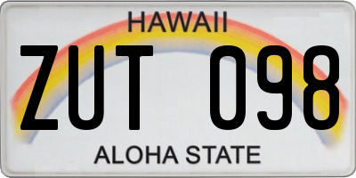 HI license plate ZUT098