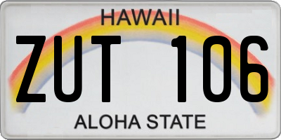 HI license plate ZUT106