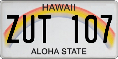 HI license plate ZUT107