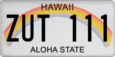 HI license plate ZUT111