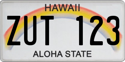 HI license plate ZUT123