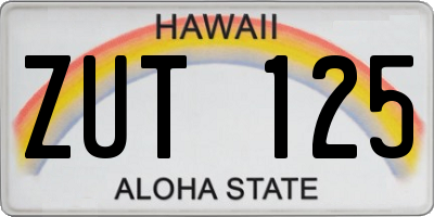 HI license plate ZUT125
