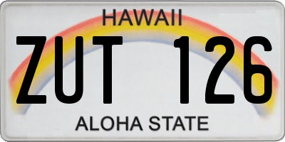 HI license plate ZUT126