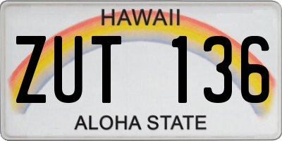 HI license plate ZUT136