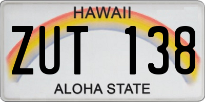 HI license plate ZUT138
