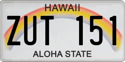 HI license plate ZUT151