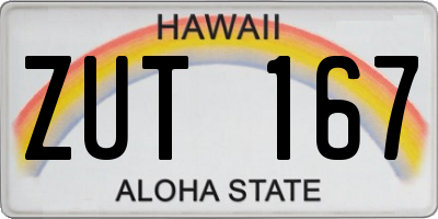 HI license plate ZUT167