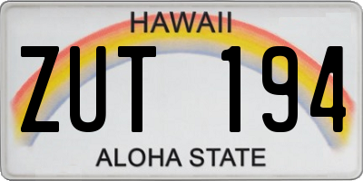 HI license plate ZUT194