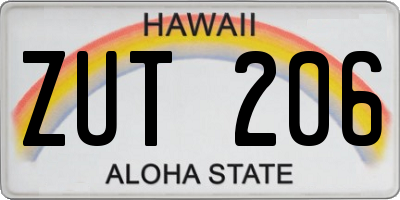 HI license plate ZUT206