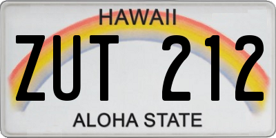 HI license plate ZUT212