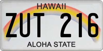 HI license plate ZUT216