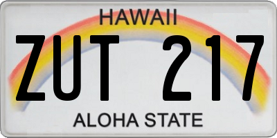 HI license plate ZUT217