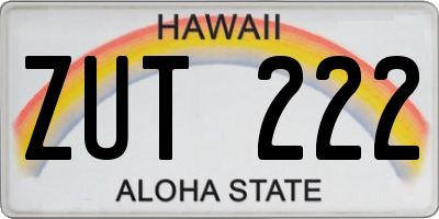 HI license plate ZUT222