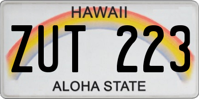 HI license plate ZUT223