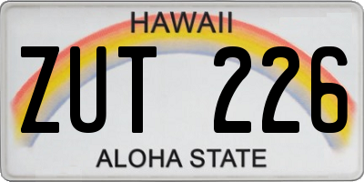 HI license plate ZUT226