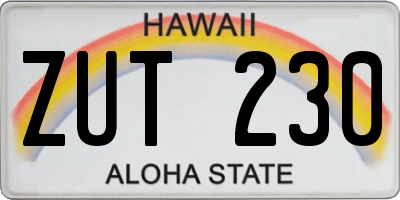 HI license plate ZUT230