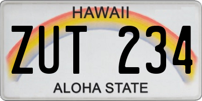 HI license plate ZUT234