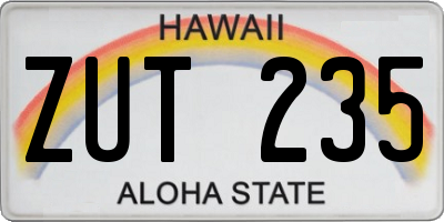 HI license plate ZUT235