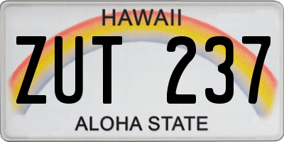 HI license plate ZUT237
