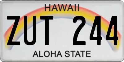 HI license plate ZUT244