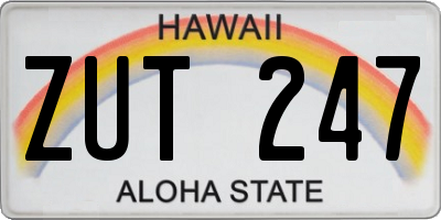 HI license plate ZUT247