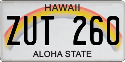 HI license plate ZUT260