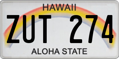 HI license plate ZUT274