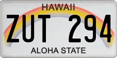 HI license plate ZUT294