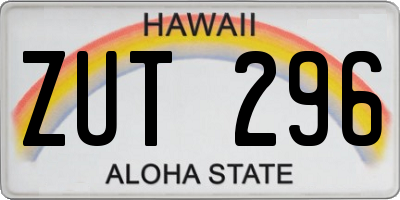 HI license plate ZUT296
