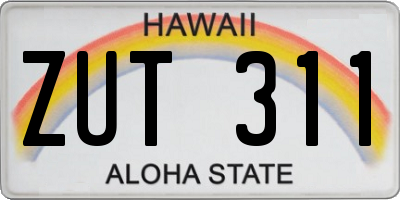 HI license plate ZUT311