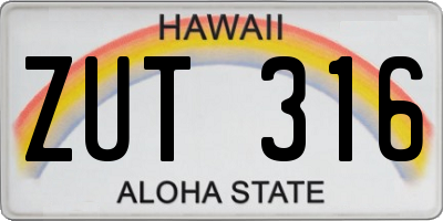 HI license plate ZUT316