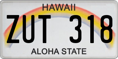 HI license plate ZUT318