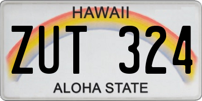 HI license plate ZUT324