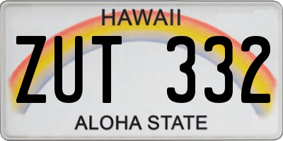HI license plate ZUT332