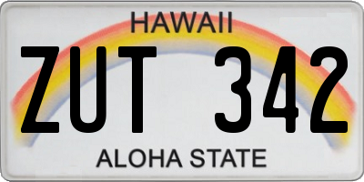 HI license plate ZUT342
