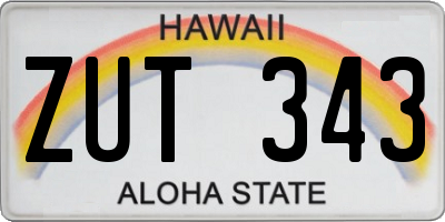 HI license plate ZUT343