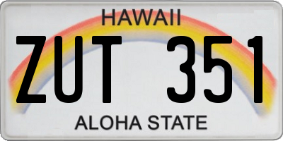 HI license plate ZUT351