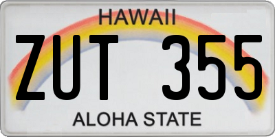 HI license plate ZUT355