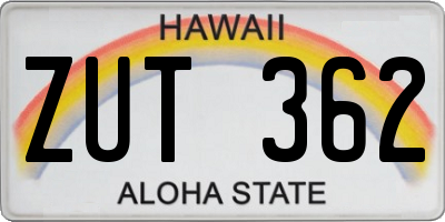 HI license plate ZUT362
