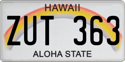 HI license plate ZUT363